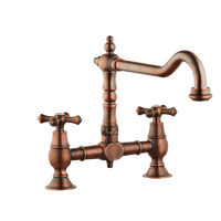 Brunel - Old English Bridge Kitchen Sink Mixer - Metal Handles