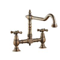 Brunel - Old English Bridge Kitchen Sink Mixer - Metal Handles