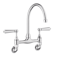 Traditional Kitchen Mixer Wall Mounted - Metal Levers