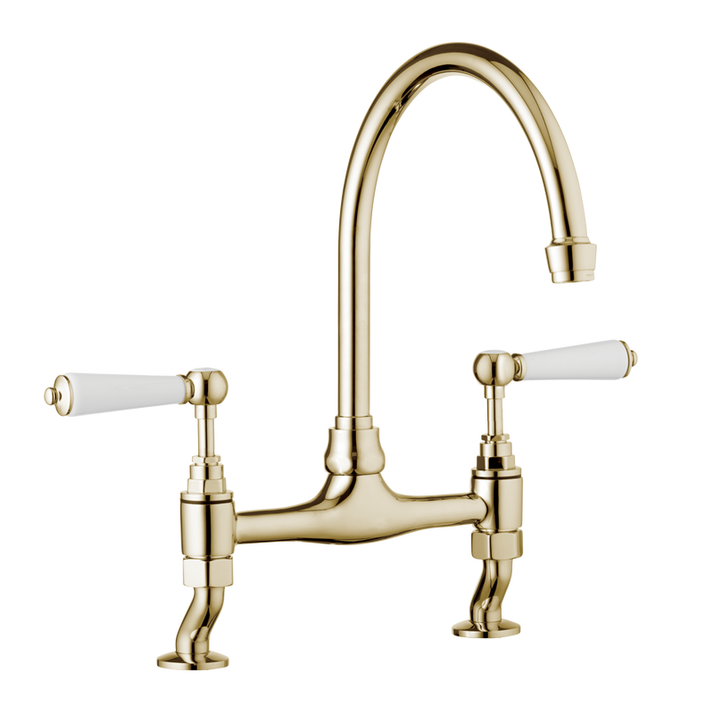 Traditional Kitchen Bridge Mixer Tap - Cross Handles