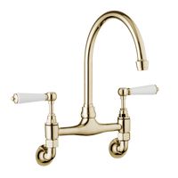 Traditional Kitchen Mixer Wall Mounted - Porcelain Levers