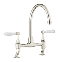 Traditional Kitchen Bridge Mixer Tap - Metal Levers