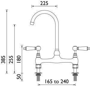 Traditional Kitchen Bridge Mixer Tap - Cross Handles