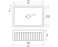 Fluted Belfast Sink - 755 x 500 x 250mm