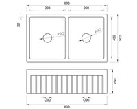 Black Friday Special - Double Fluted Apron Sink - 830 x 500 x 250mm