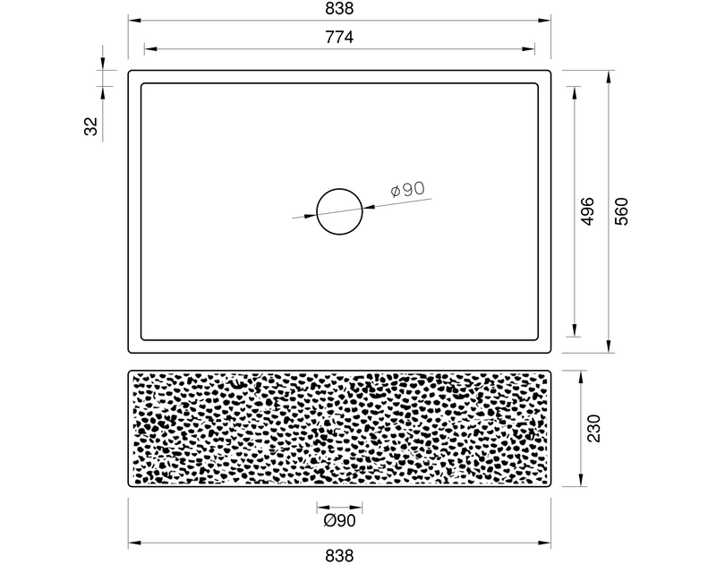 Stainless Steel Hammered Single Bowl Sink - 838mm