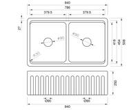 Black Friday Special - Double Farmhouse Sink with Chopping Board, Grid, Grill, Colander & Waste - 840mm