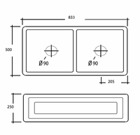 Double French Farmhouse Sink - 833 x 500 x 250mm