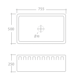 English Farmhouse Belfast Sink - 755 x 500 x 250mm