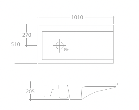 Moet Sink 510 x 1010 x 205mm