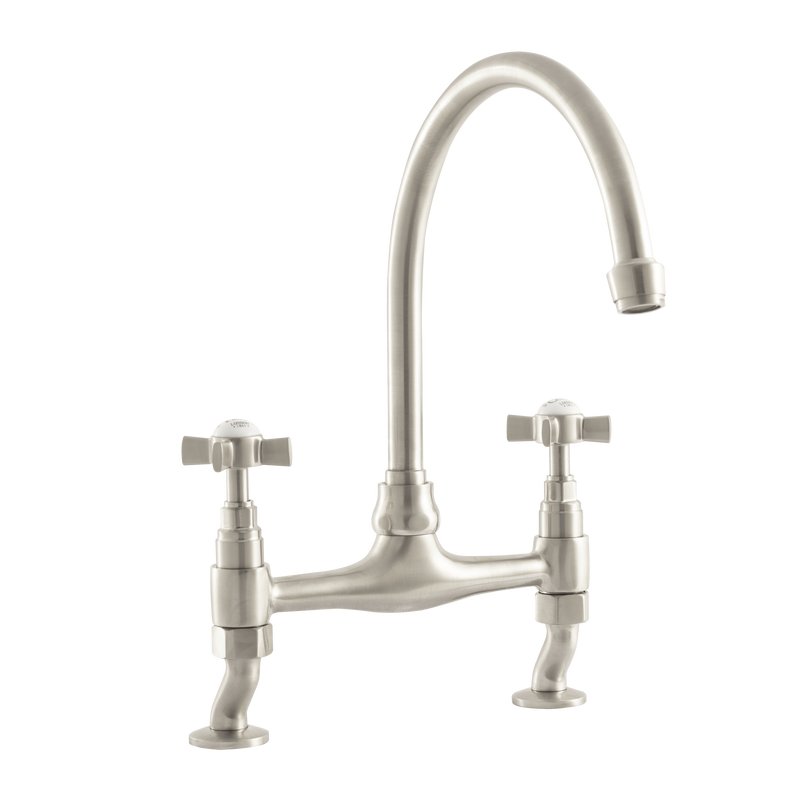 Traditional Kitchen Bridge Mixer Tap - Metal Levers