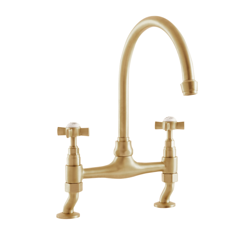 Traditional Kitchen Bridge Mixer Tap - Porcelain Levers