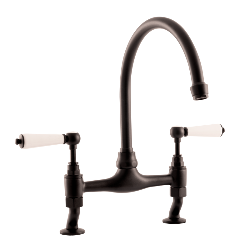Traditional Kitchen Bridge Mixer Tap - Metal Levers