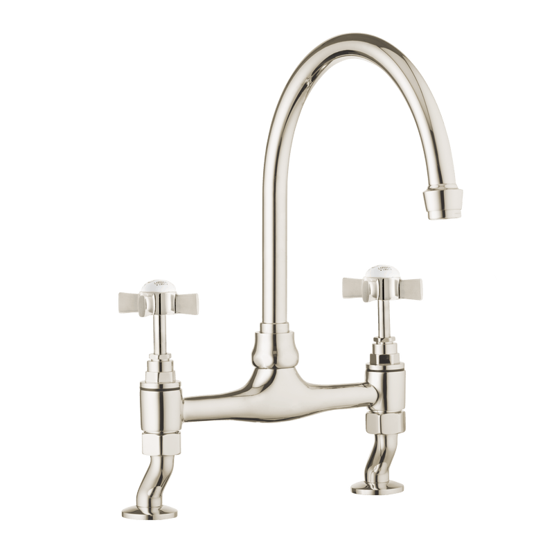 Traditional Kitchen Bridge Mixer Tap - Porcelain Levers