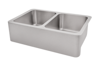 Stainless Steel Hammered Double Bowl Sink - 838mm