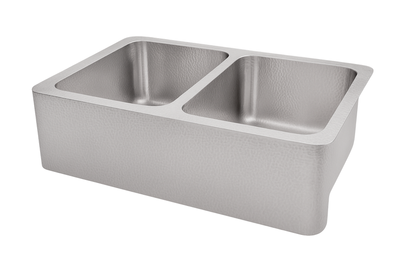 Stainless Steel Hammered Double Bowl Sink - 838mm