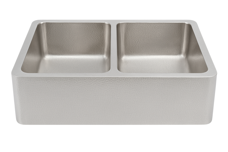 Stainless Steel Hammered Double Bowl Sink - 838mm