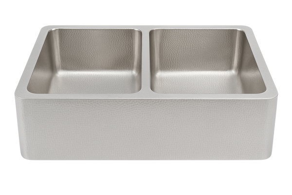 Stainless Steel Hammered Double Bowl Sink - 838mm