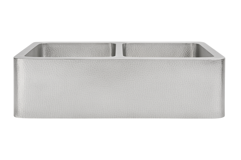 Stainless Steel Hammered Double Bowl Sink - 838mm