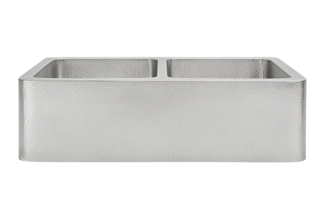 Stainless Steel Hammered Double Bowl Sink - 838mm