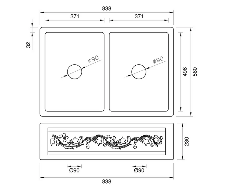 Copper Hammered Double Farmhouse Sink
