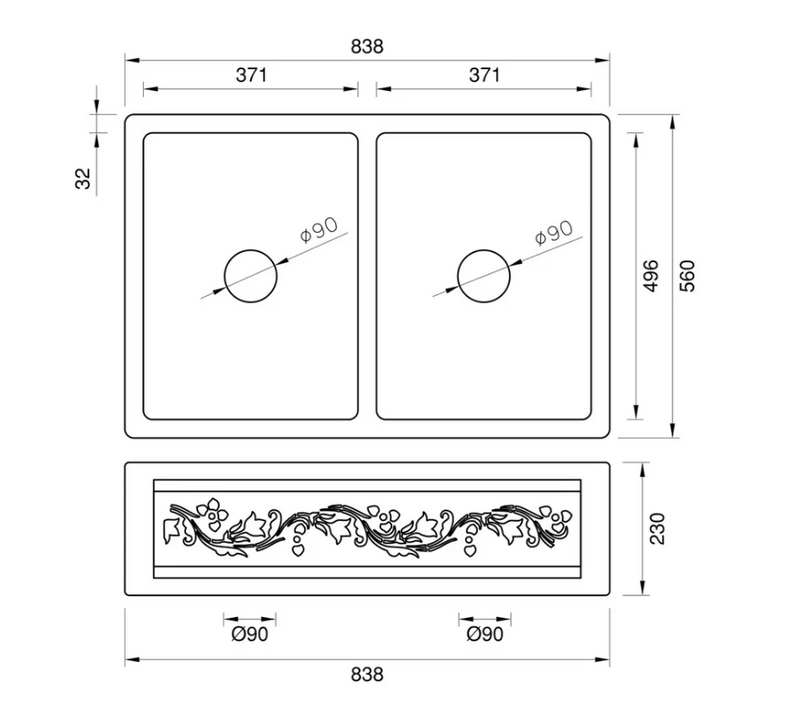 Copper Double Country Sink