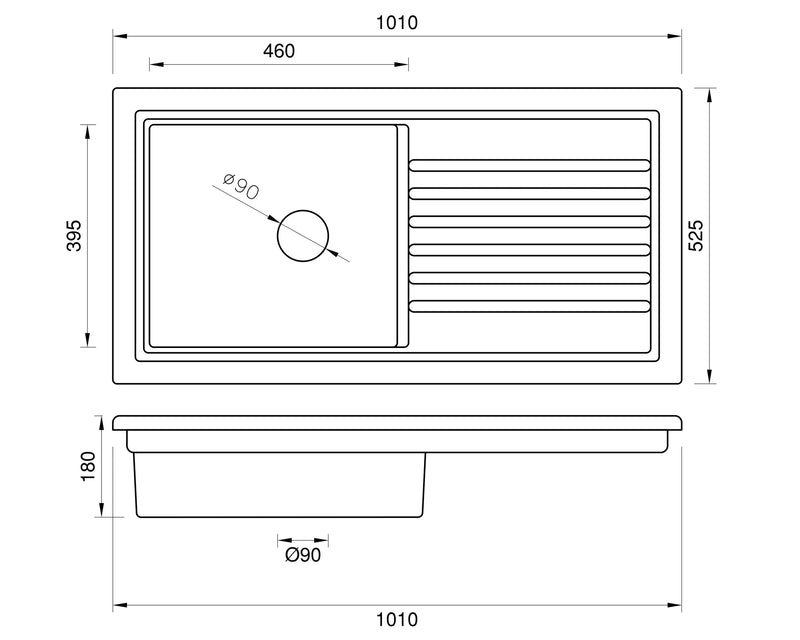 Soho 1.0 - Ceramic Kitchen Sink & Drain Board