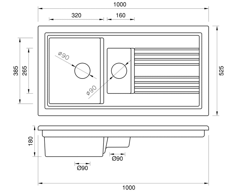 Soho 1.5 - Ceramic Kitchen Sink 1.5 Bowl And Drain Board