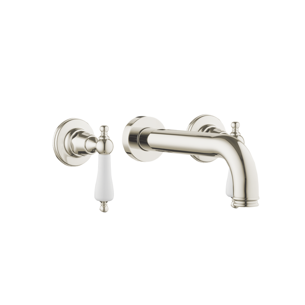 Wall Three Hole Lever Taps With Bath Spout - Cross Handles